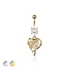316L SURGICAL STEEL MULTI CZ HEART FLOWER ROUND CZ DANGLE CZ BELLY BUTTON NAVEL RING 